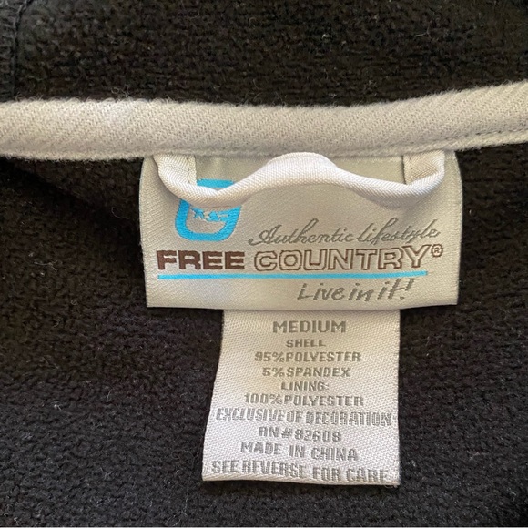 Free Country Jacket Adult Medium Black / Gray Hooded Zip Lined Soft Shell - Picture 2 of 10